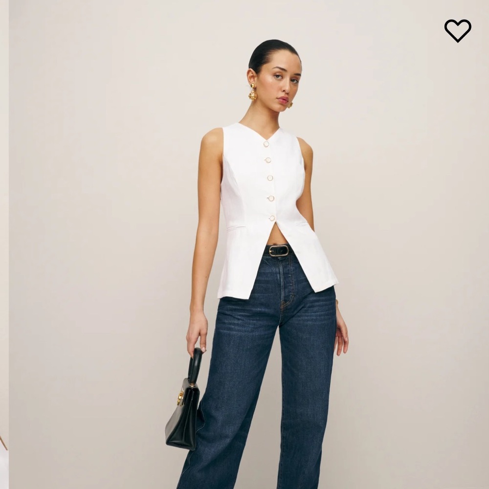 Reformation White Linen Top